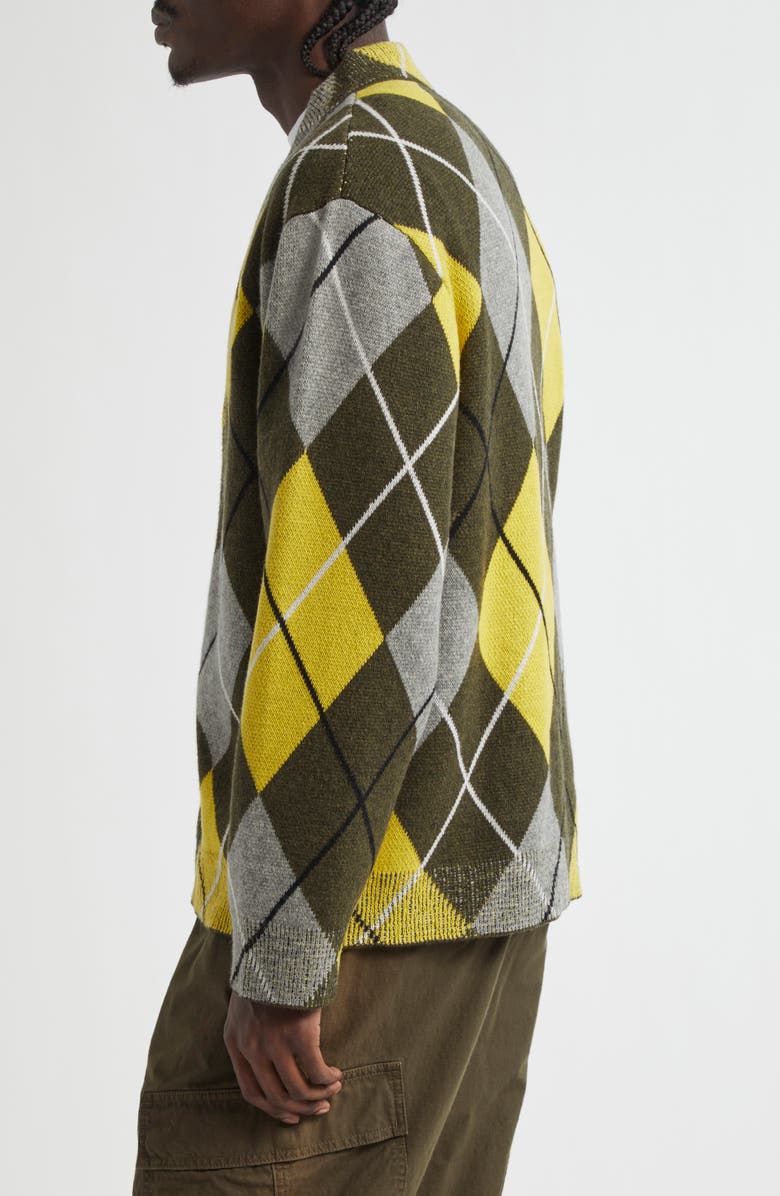 The Elder Statesman Argyle Jacquard Cashmere Cardigan, Alternate, color,