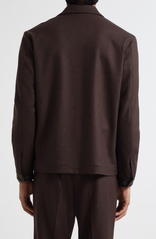 Sunspel Boiled Wool Zip Jacket In Brown