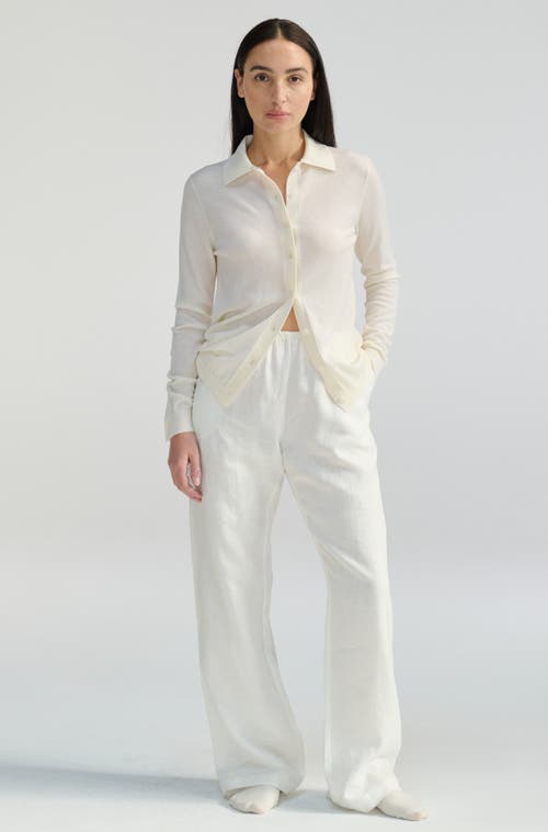 Almina Concept Button Up Knit Top In Ivory