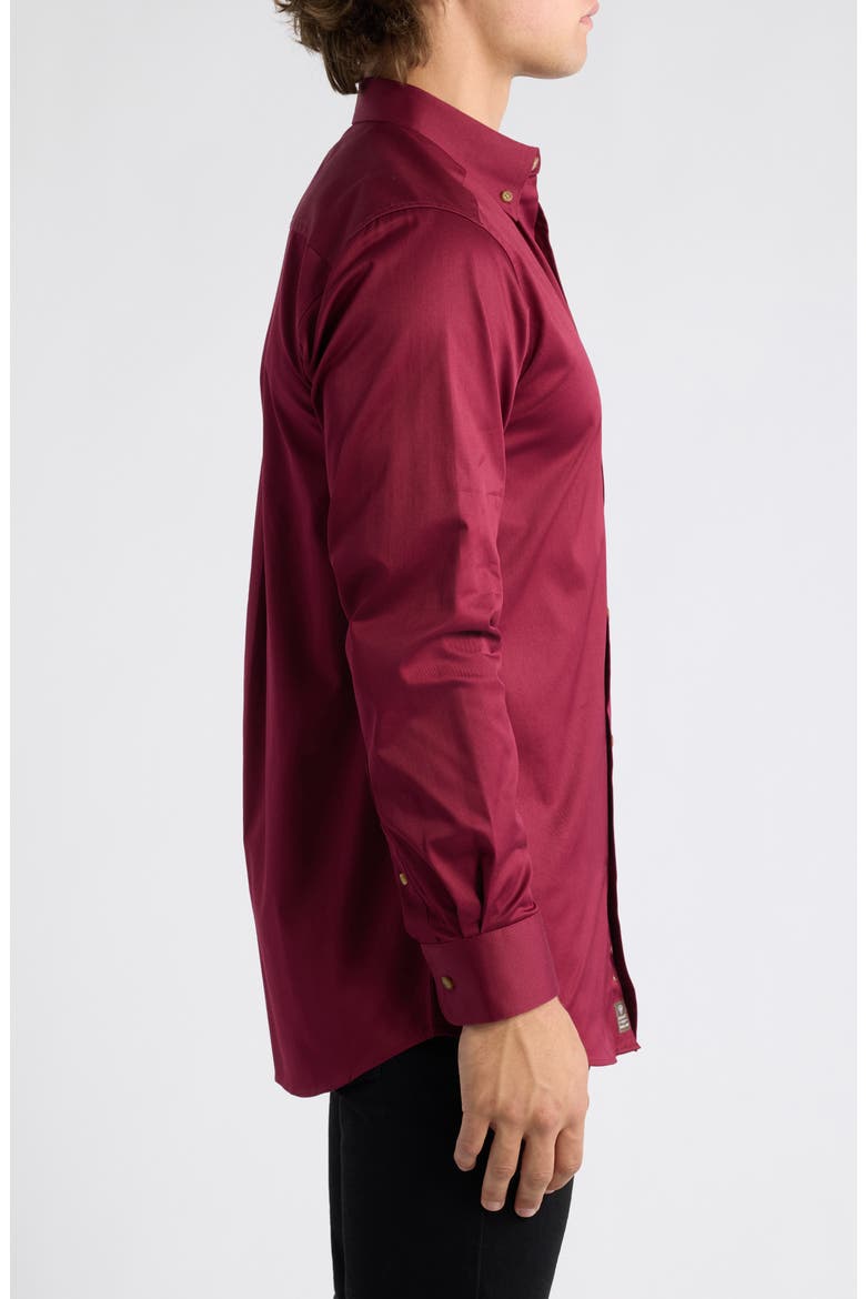 Solid Twill Fitted Shirt, Alternate, color, BURGUNDY