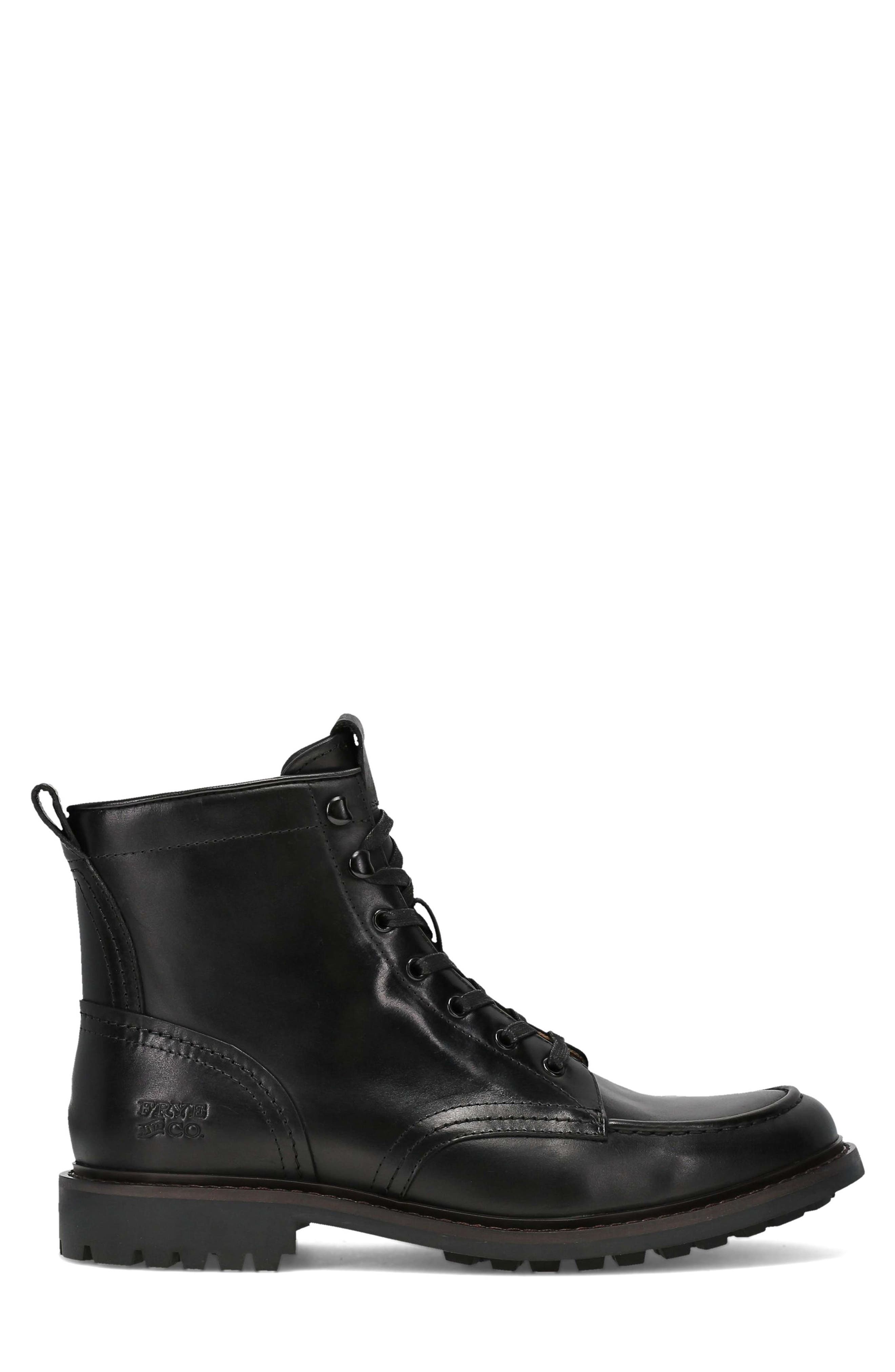 Dunn Moc Toe Leather Boot, Alternate, color, BLACK