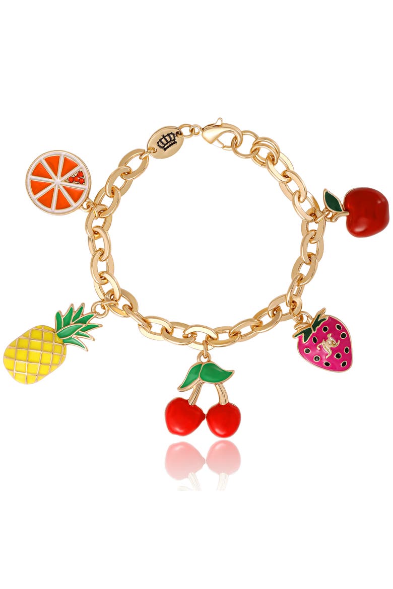 Tropical Fruit Charm Bracelet, Main, color, Gold Tone