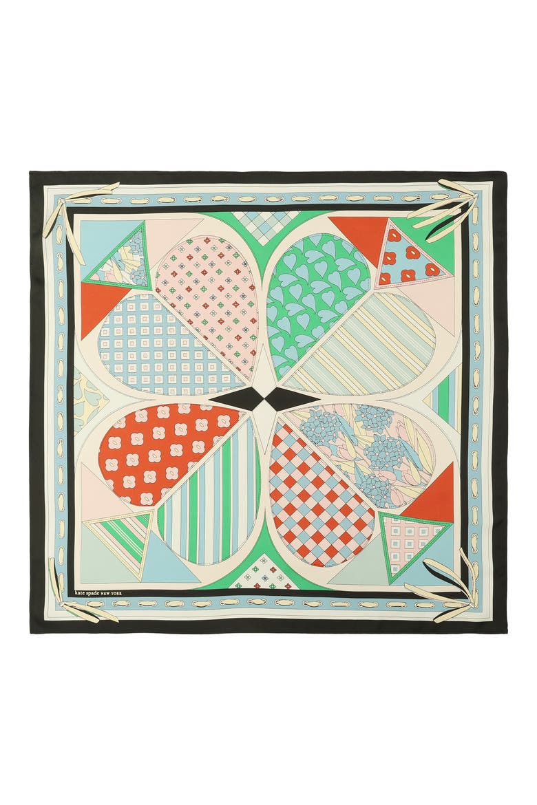 repatched silk square scarf, Alternate, color, BLUE/ GREEN MULTI