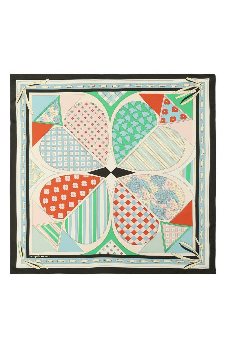 Kate Spade New York repatched silk square scarf, Alternate, color, Blue/ Green Multi