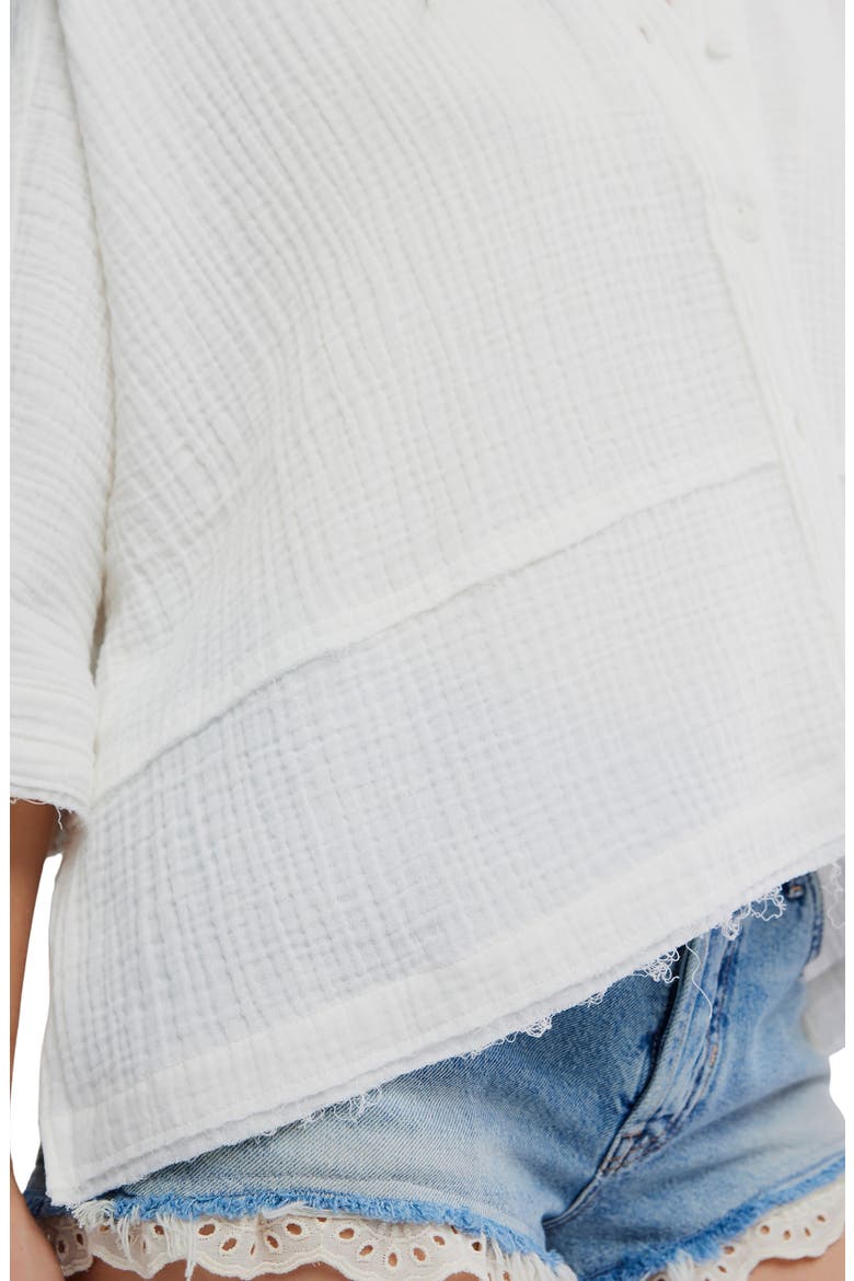 Happy Days Oversized Cotton Gauze Button-Up Top, Alternate, color, CLEAN IVORY