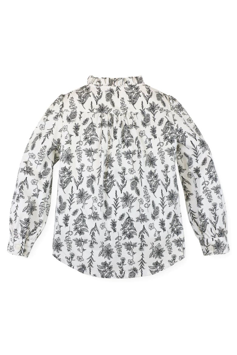 Baby Girls' Organic Pintuck Button Down Blouse, Infant, Alternate, color, Black Winter Botanical