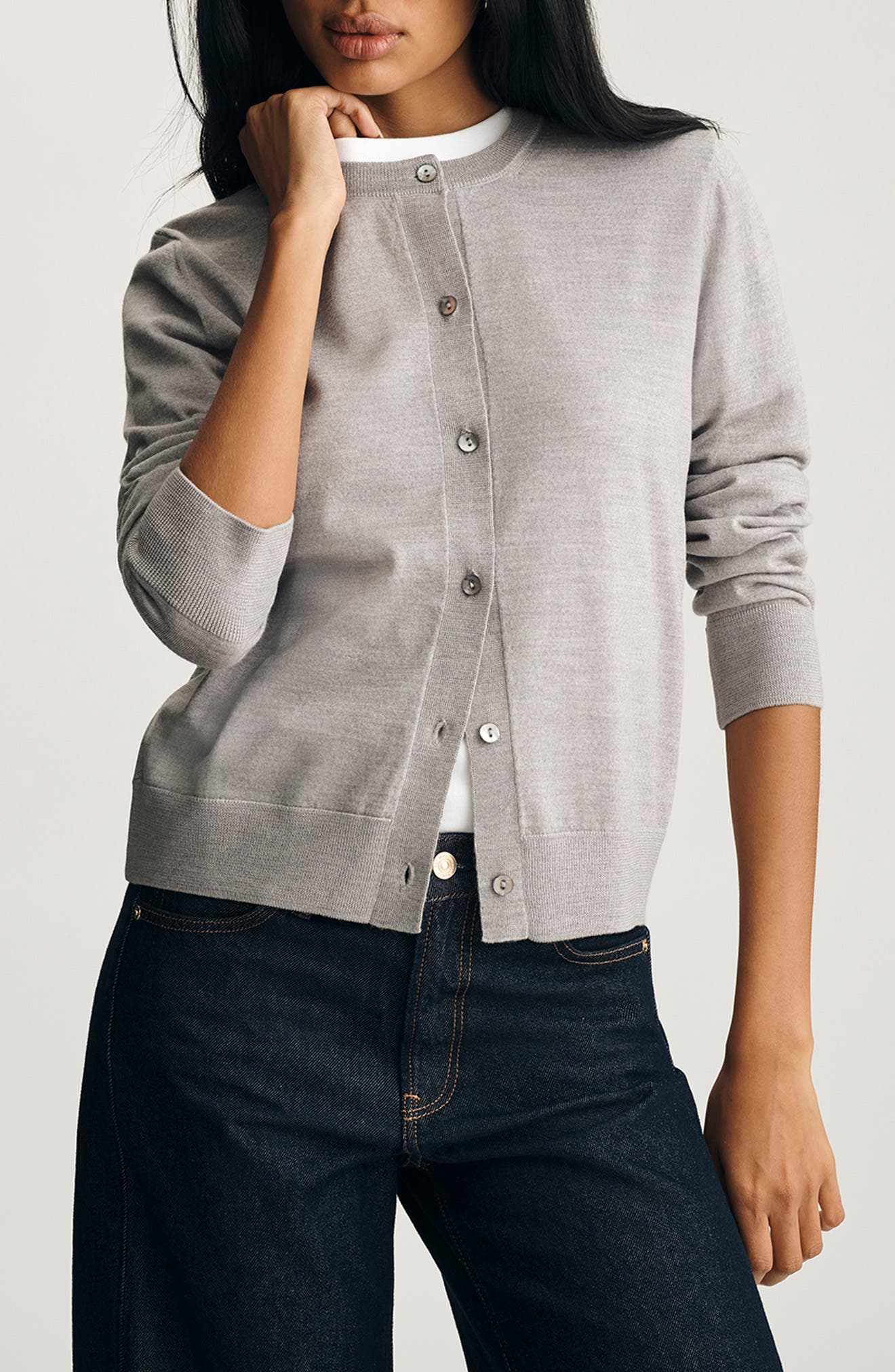 Mavi Jeans Wool Cardigan In Gray