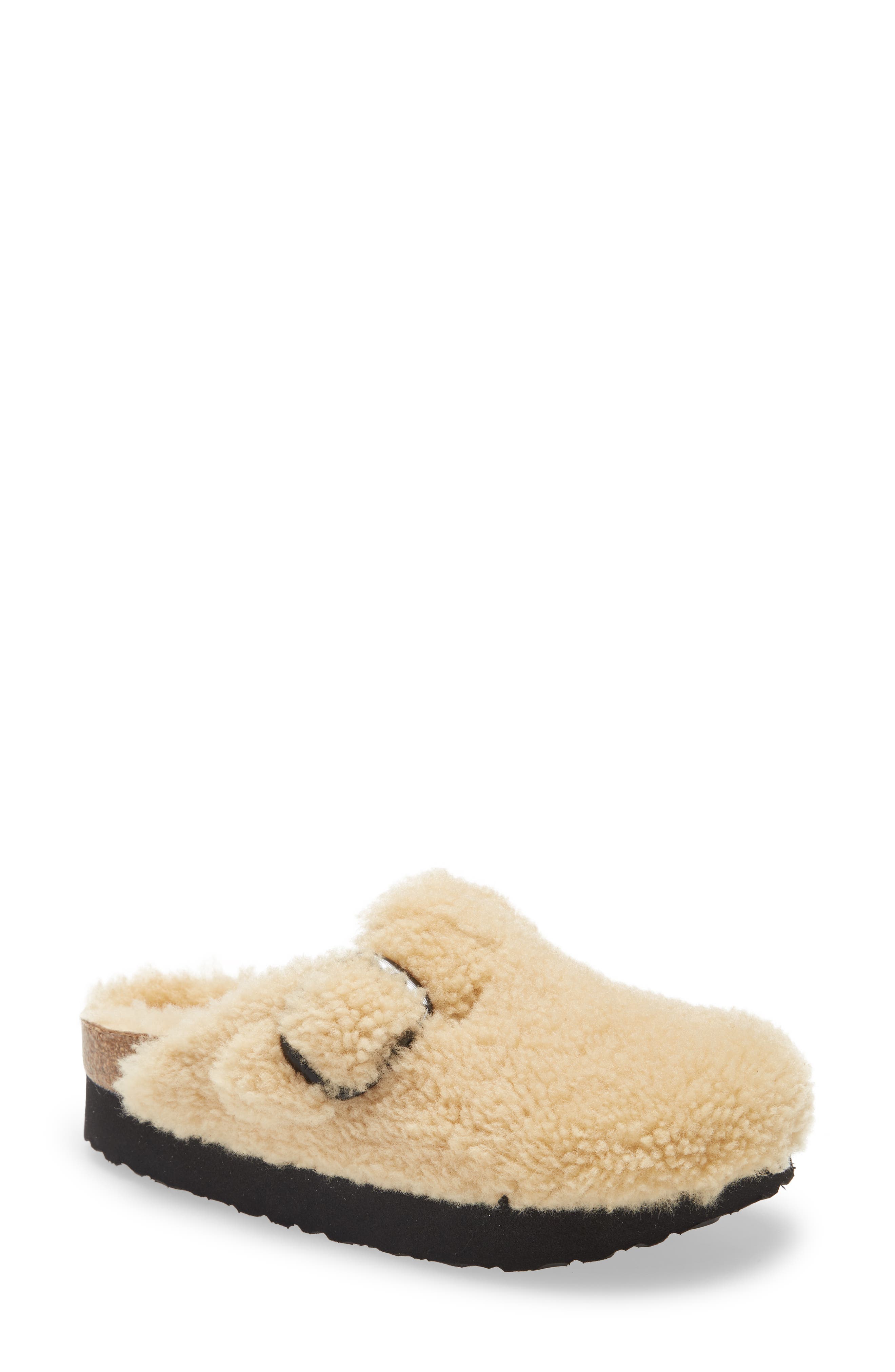 Papillio by Birkenstock Boston Big Buckle Genuine Shearling Clog, Main, color, BEIGE