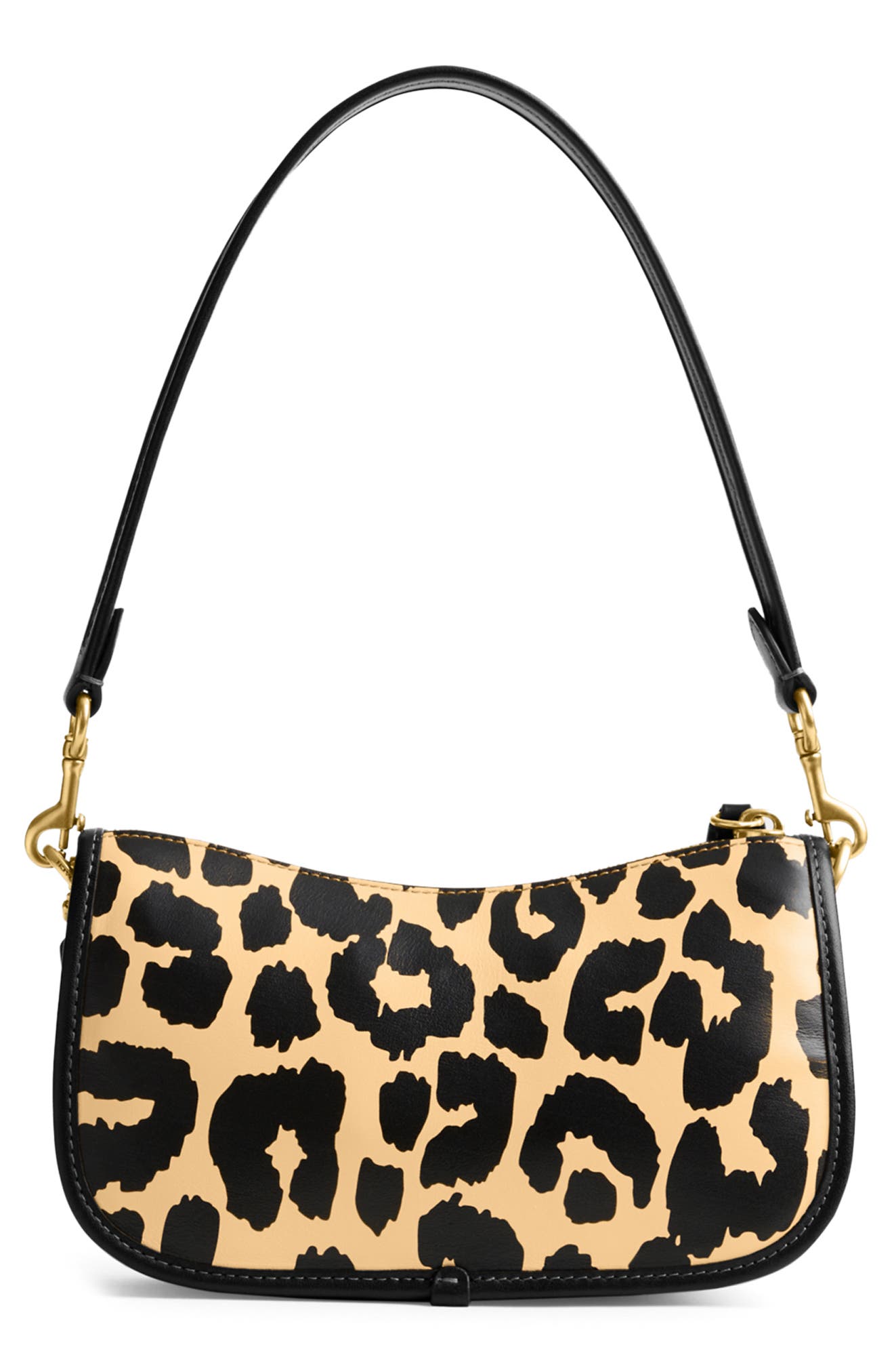 COACH Swinger Leopard Print Leather Shoulder Bag, Alternate, color, 