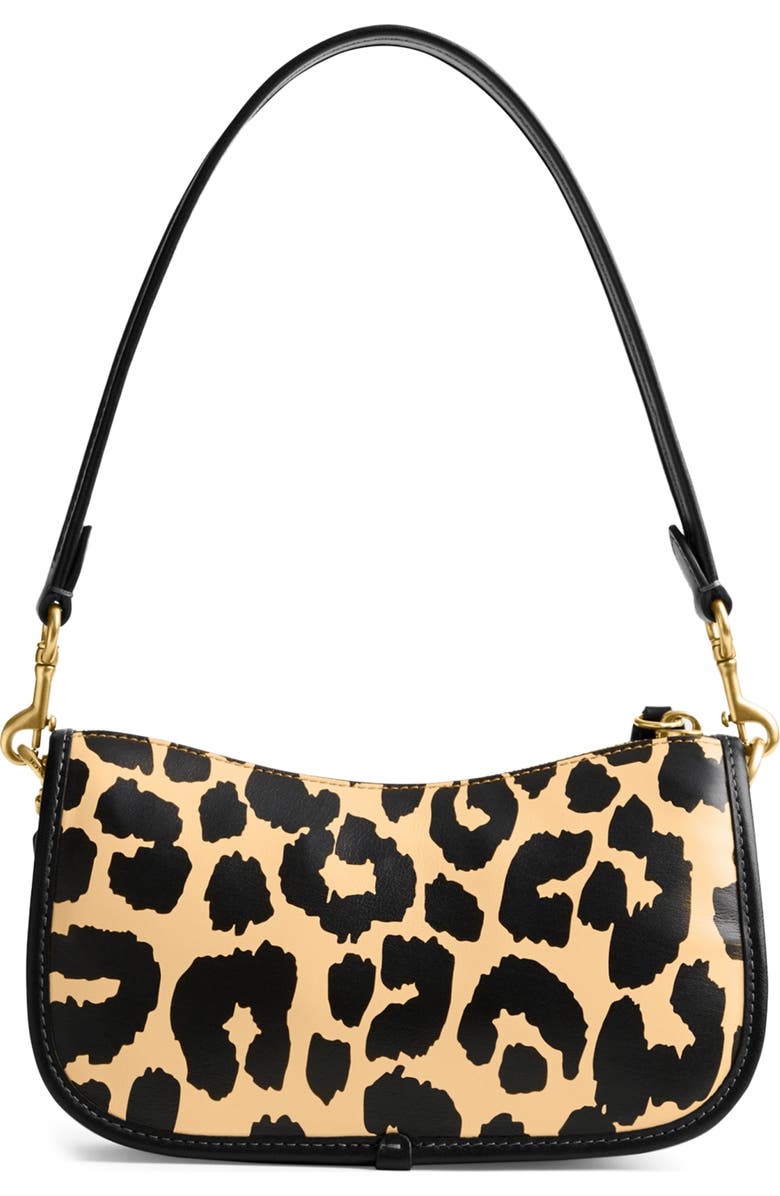 COACH Swinger Leopard Print Leather Shoulder Bag, Alternate, color,