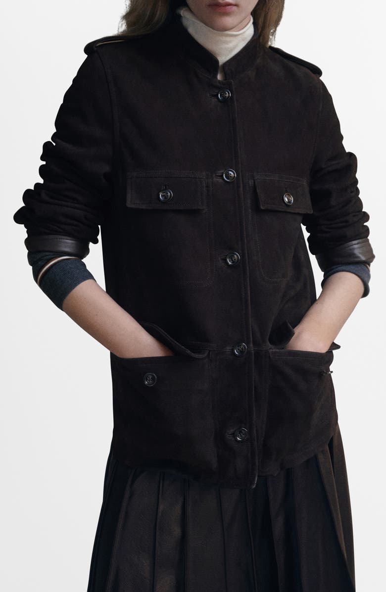 MANGO Suede Jacket, Main, color, Brown