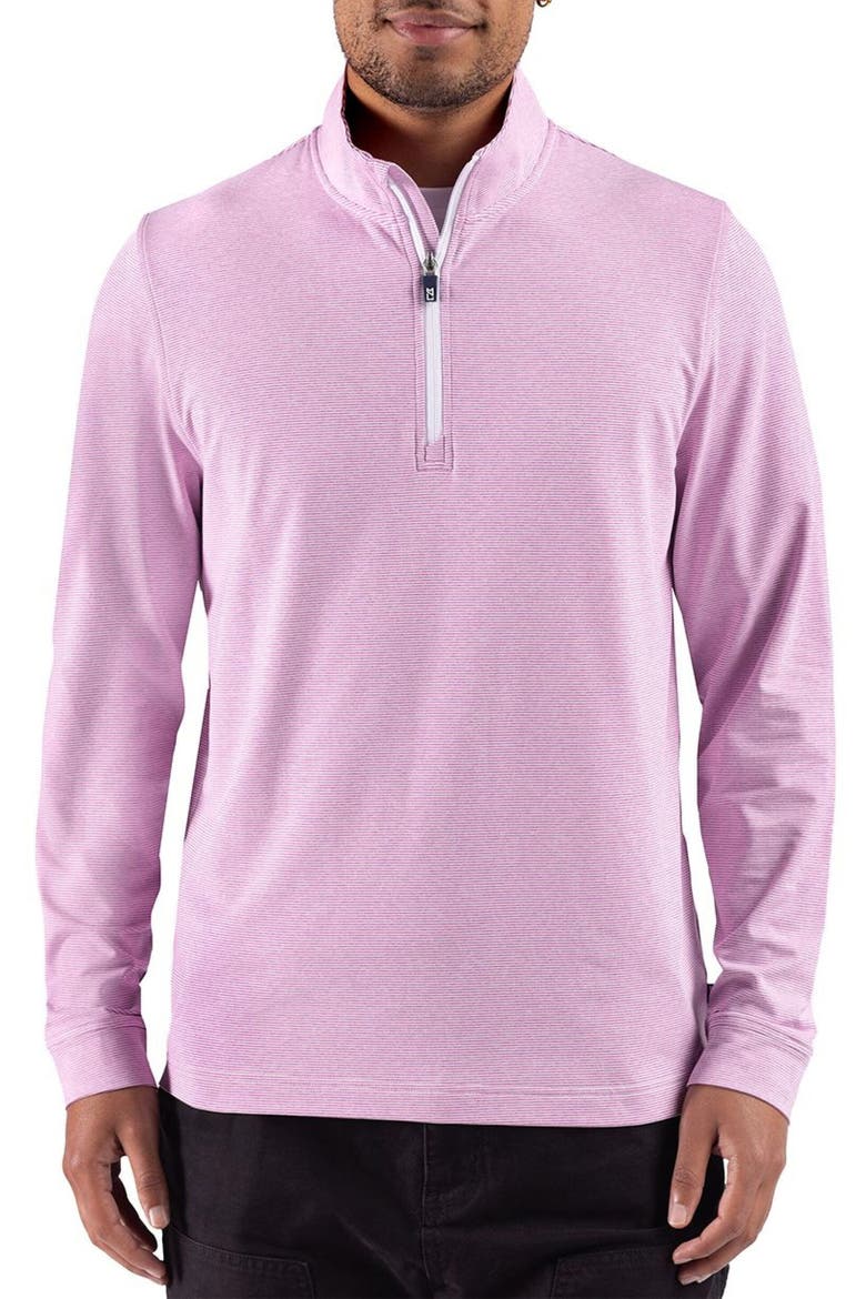 Soft Knit Quarter Zip Pullover, Main, color, GELATO HEATHER/ WHITE