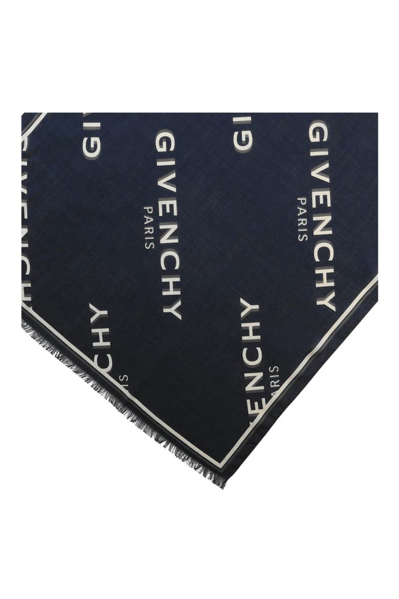 Shadow Logo Silk & Virgin Wool Shawl, Alternate, color, NAVY