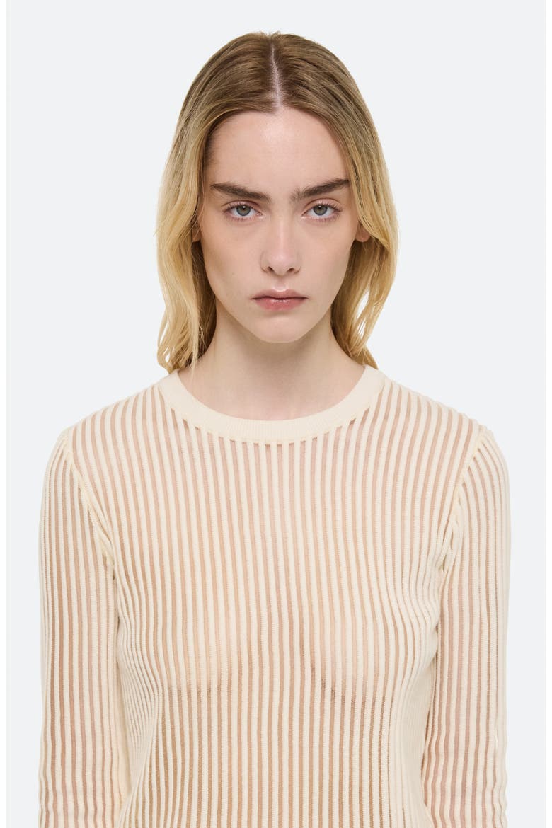 Sheer Stripe Sweater, Alternate, color, IVORY - C05