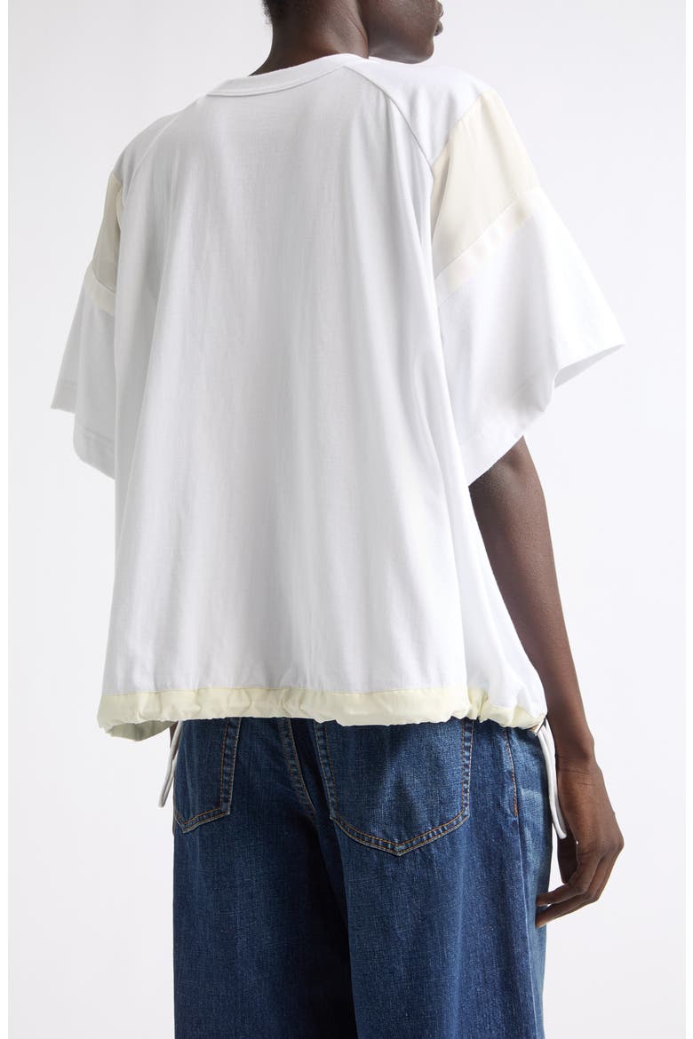 Oversize Satin & Cotton Jersey T-Shirt, Alternate, color, WHITE/ OFF WHITE