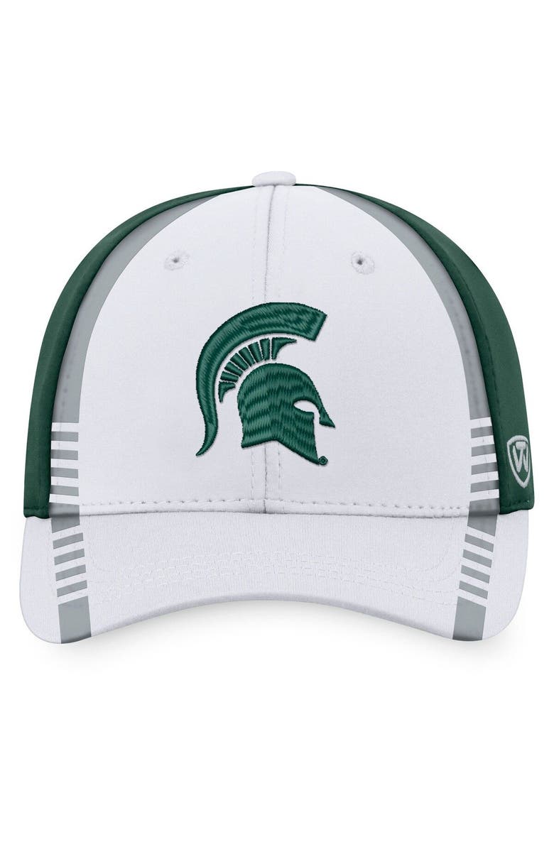 TOP OF THE WORLD Men's Top of the World White/Green Michigan State Spartans Iconic Flex Hat, Alternate, color,