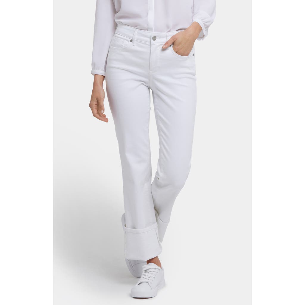 Nydj Marilyn Wide Cuff Straight Leg Jeans In Optic White