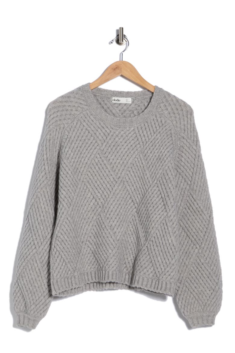 Diamond Knit Sweater, Alternate, color, HEATHER GREY