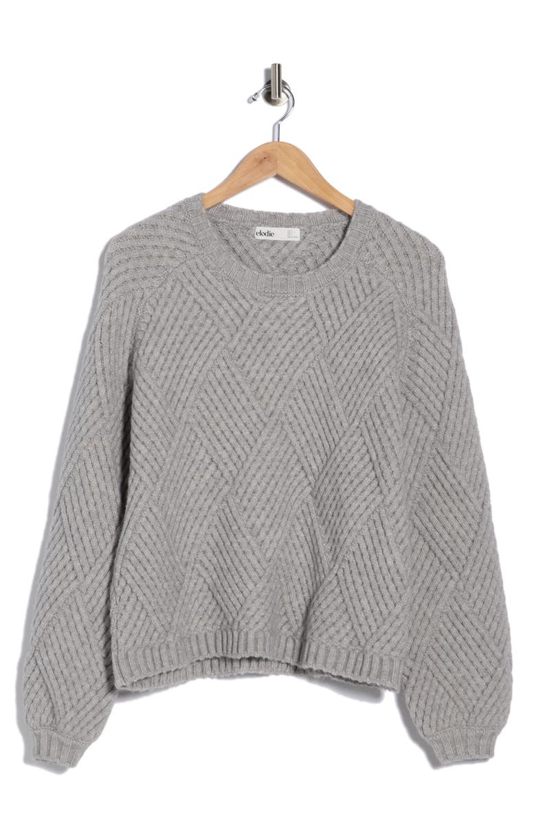 Elodie Diamond Knit Sweater, Main, color, Heather Grey
