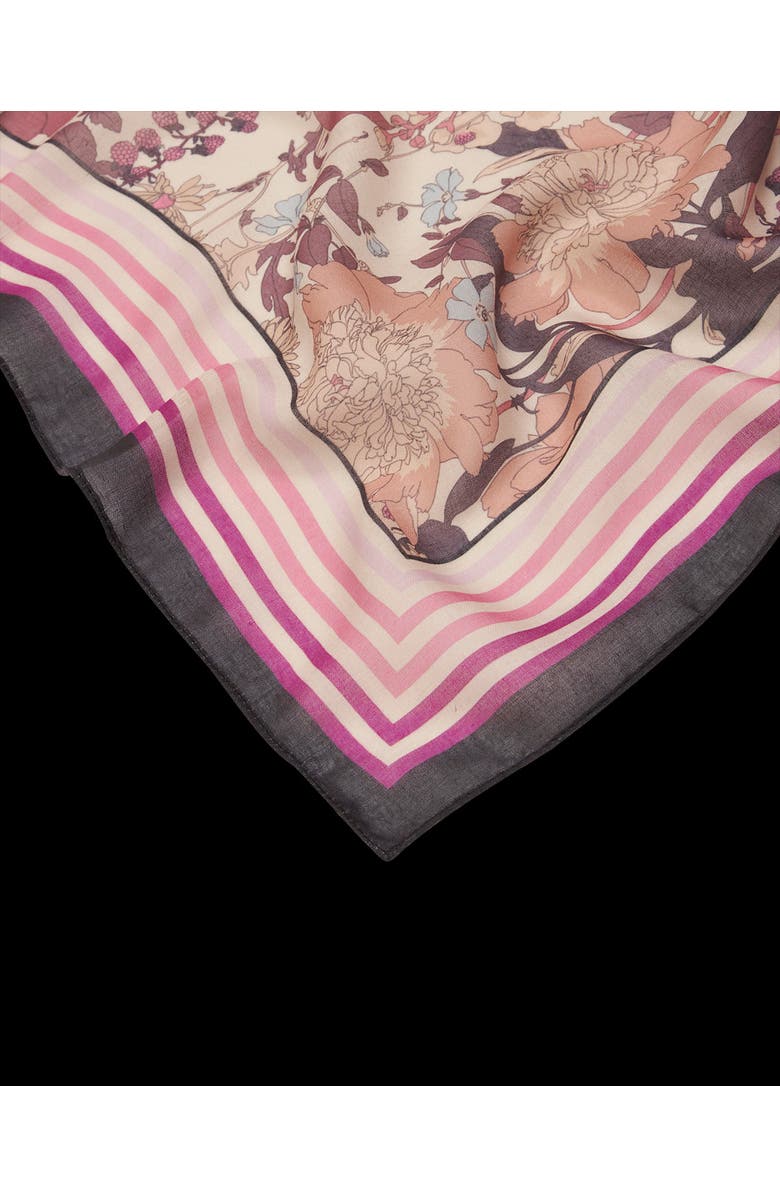 Fable England Deco Blooms Candy Stripe Border Midweight Scarf, Alternate, color, Pink