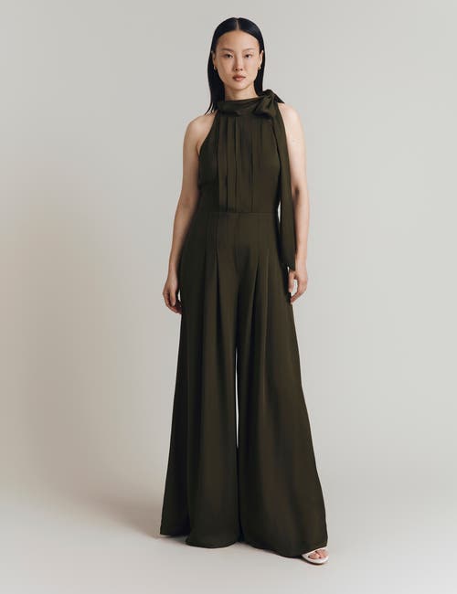 Ghost London Myla Crepe Halter Neck Wide Leg Jumpsuit In Black