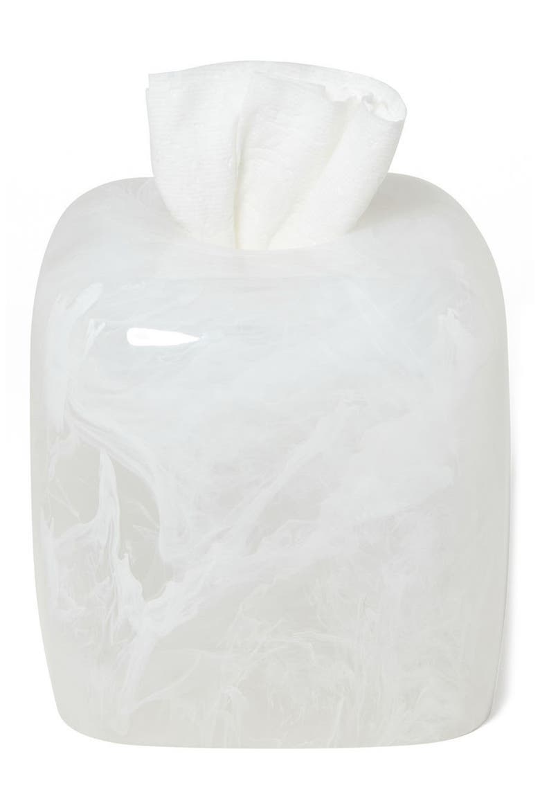 Clouds Tissue Box Cover, Alternate, color, WHITE