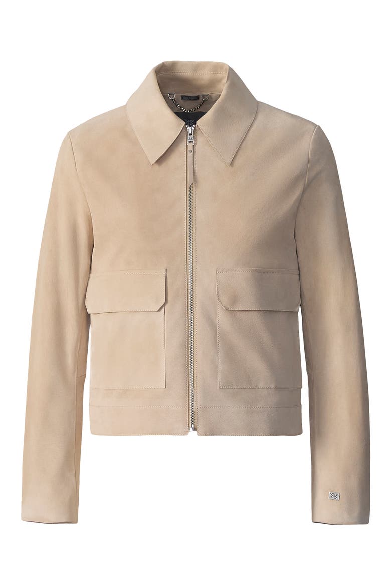Allan Front Zip Suede Jacket, Alternate, color, ALMOND
