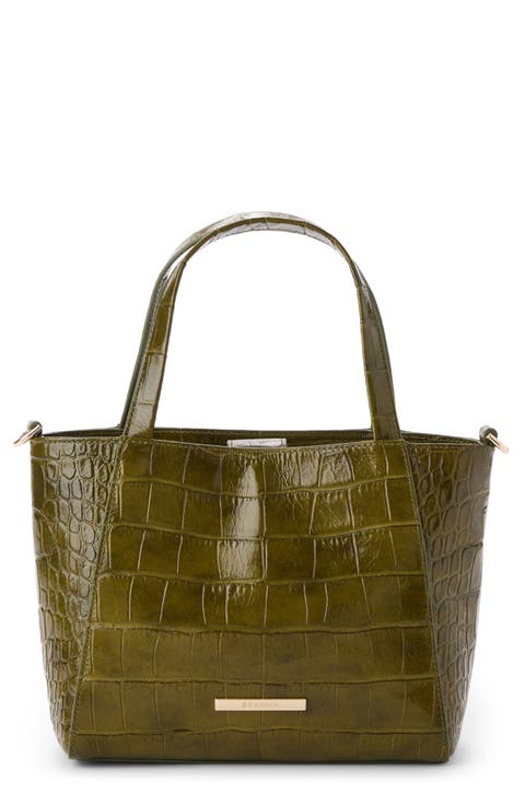 Small Mona Croc Embossed Leather Tote