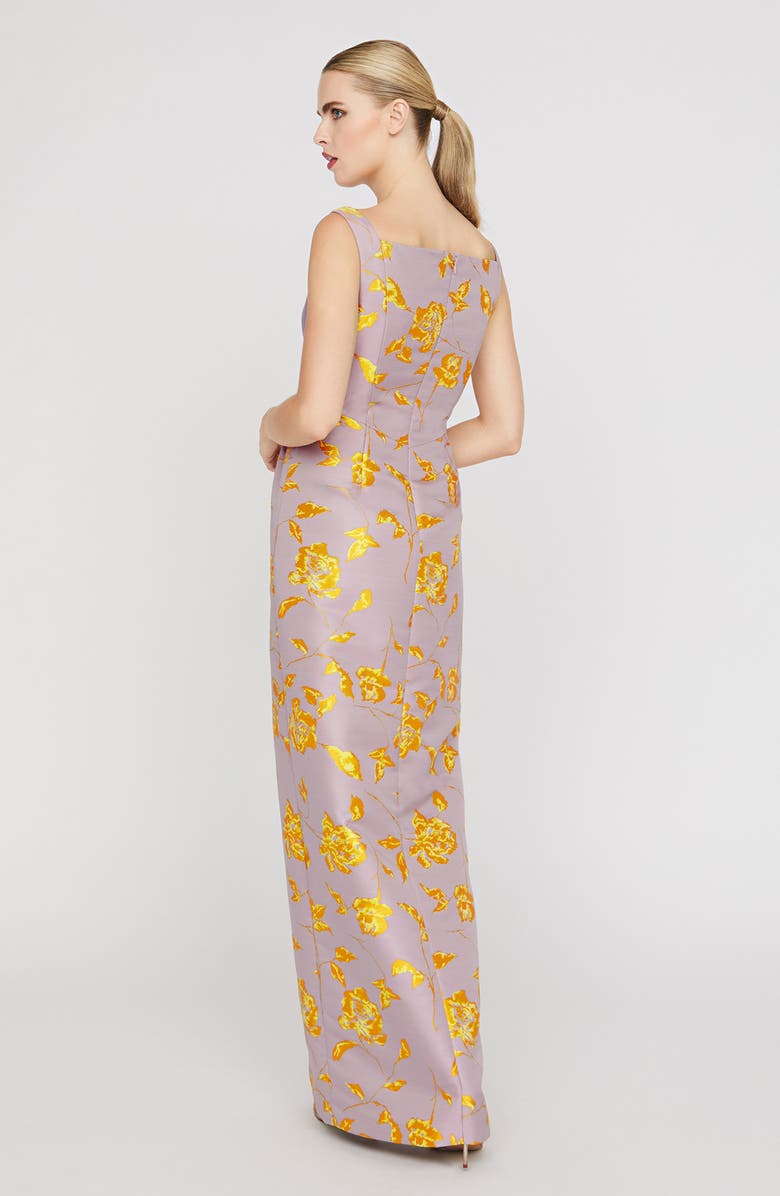 Kay Unger Indiana Floral Column Gown, Alternate, color, Lilac Mist/ Gold Honey