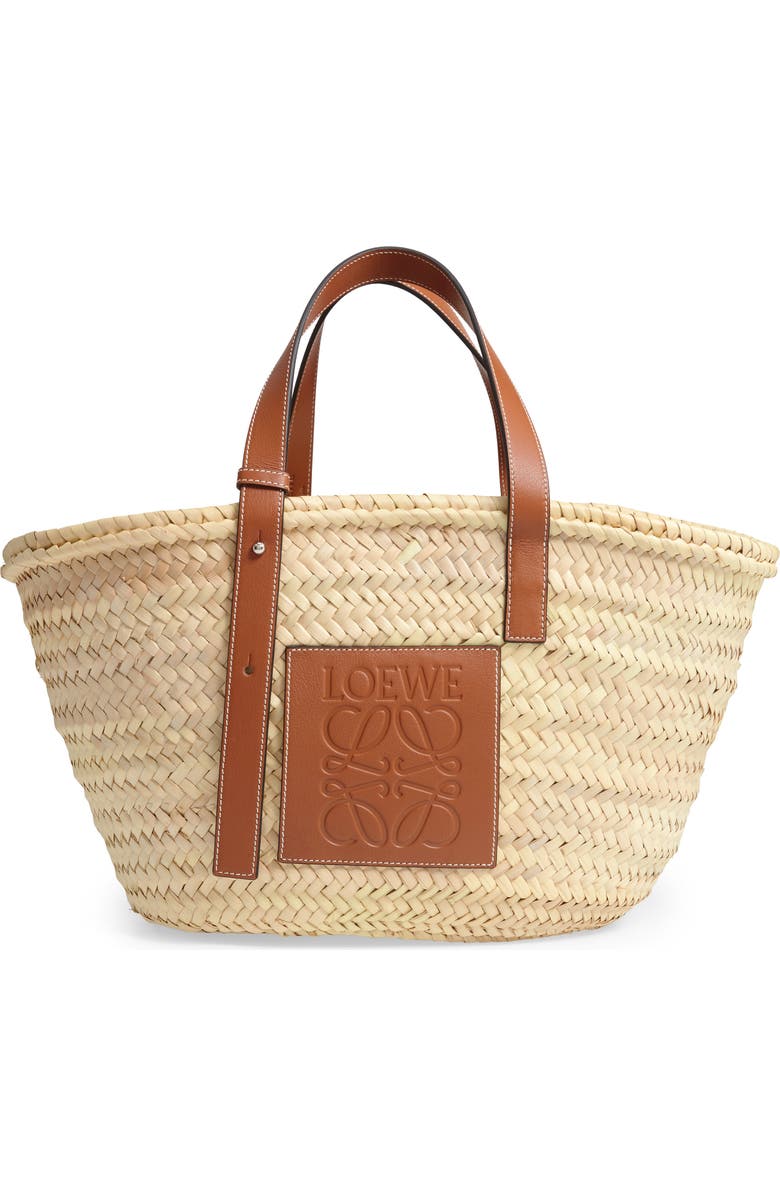 Loewe Medium Logo Straw Tote, Main, color,