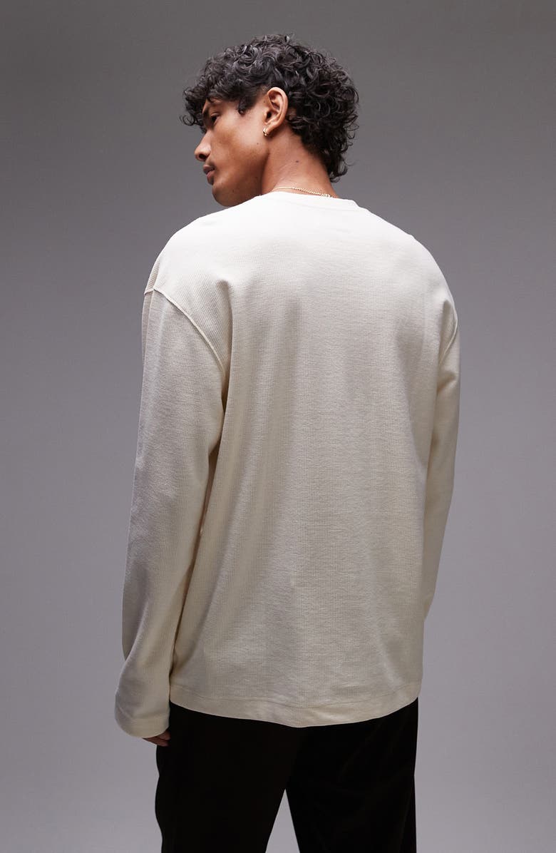 Topman Long Sleeve Waffle Henley, Alternate, color, Ecru