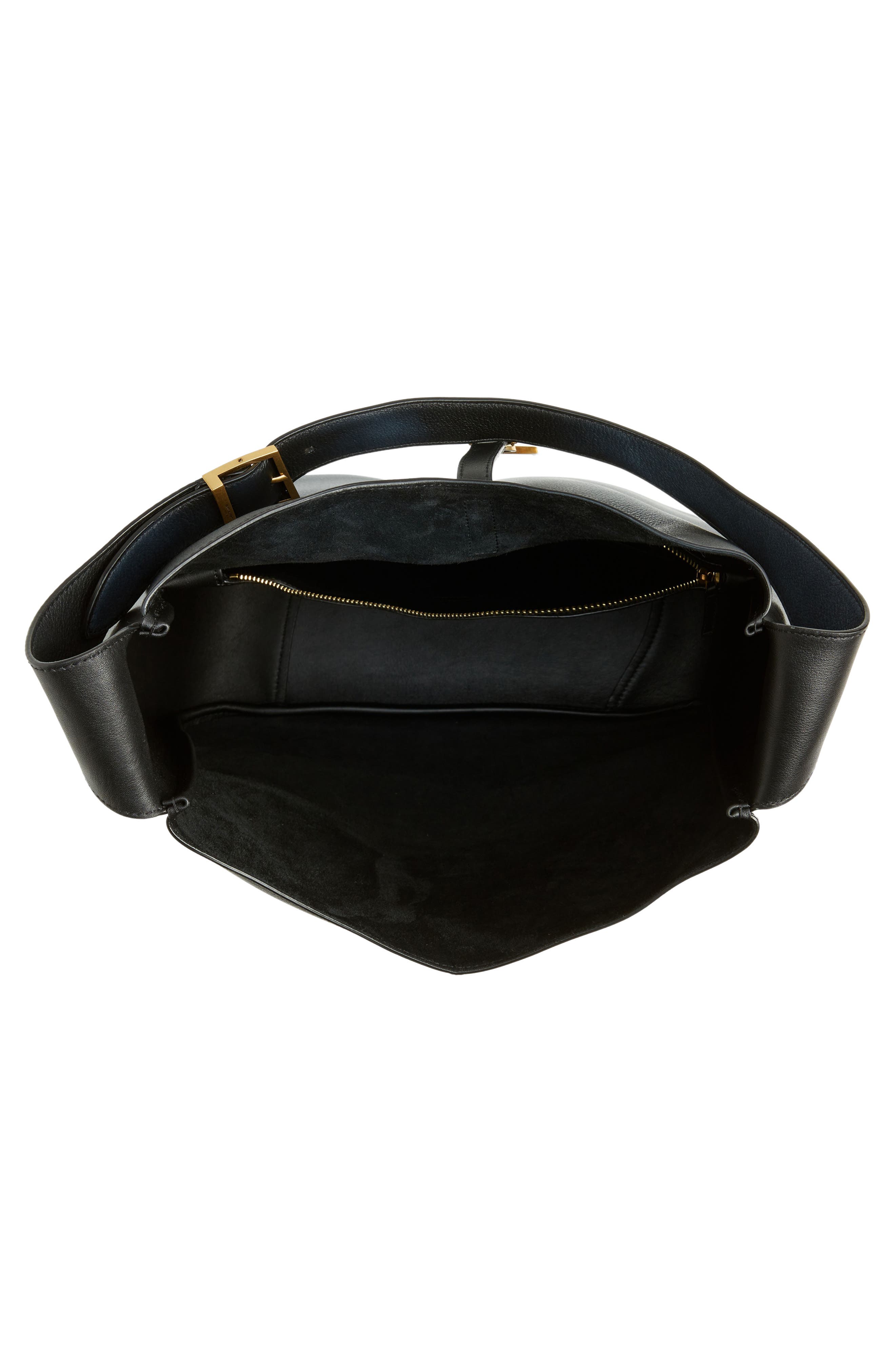Saint Laurent Large Le 5 À 7 Leather Hobo Bag, Alternate, color, Noir
