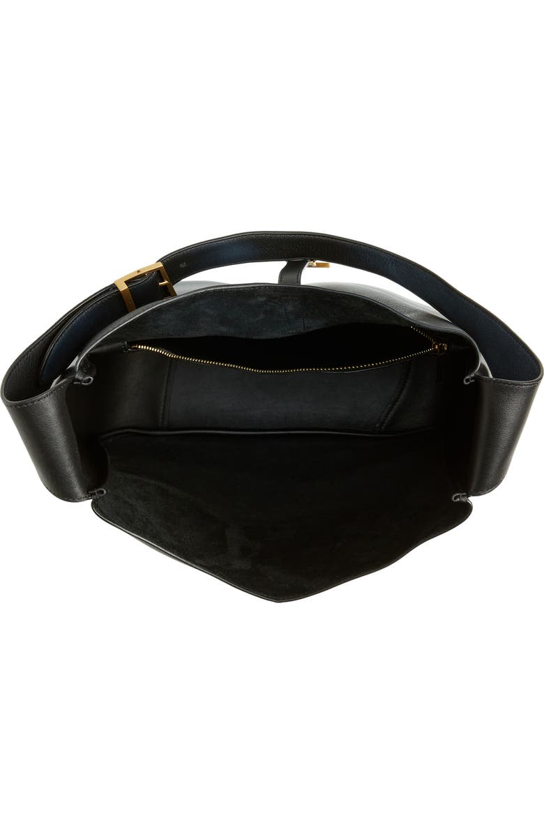 Saint Laurent Large Le 5 À 7 Leather Hobo Bag, Alternate, color, Noir