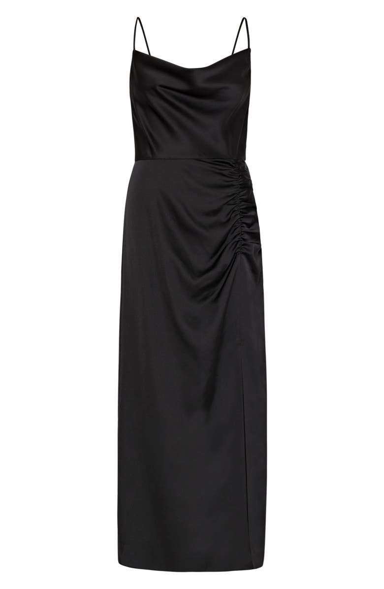 Milly Lilliana Ruched Satin Midi Slipdress, Alternate, color,