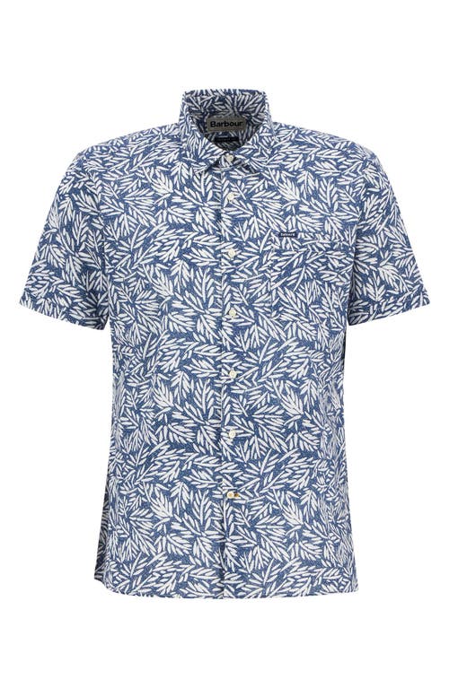 Barbour Jackstone Leaf Print Short Sleeve Cotton Button-up Shirt
