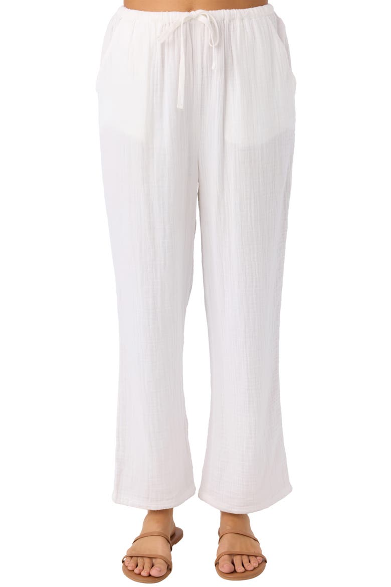Brenda Cotton Gauze Wide Leg Pants, Alternate, color, WHITE