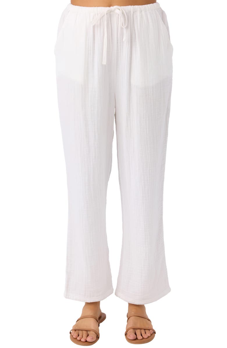O'Neill Brenda Cotton Gauze Wide Leg Pants, Alternate, color, White