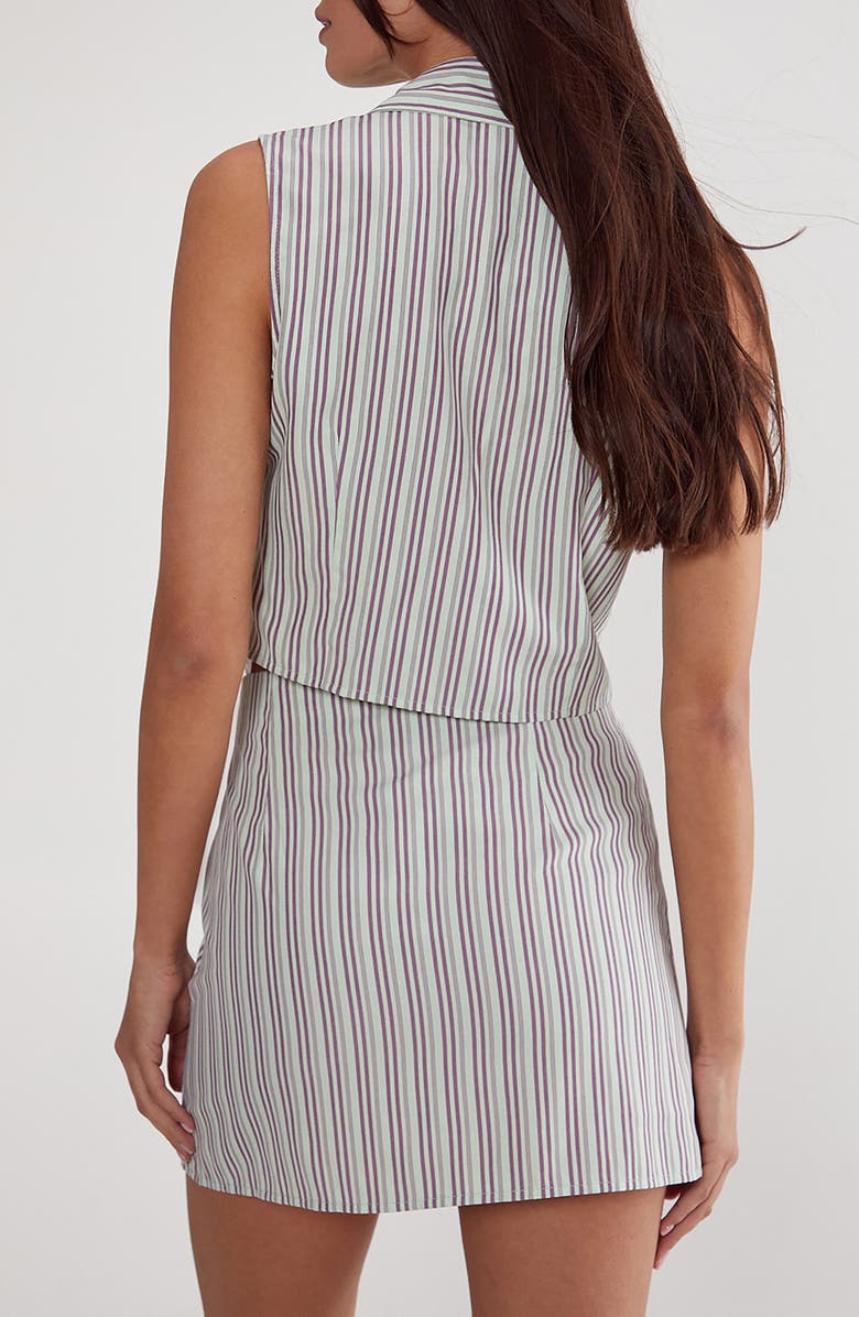 NASTY GAL Stripe Tie Front Collared Vest, Alternate, color, Mint