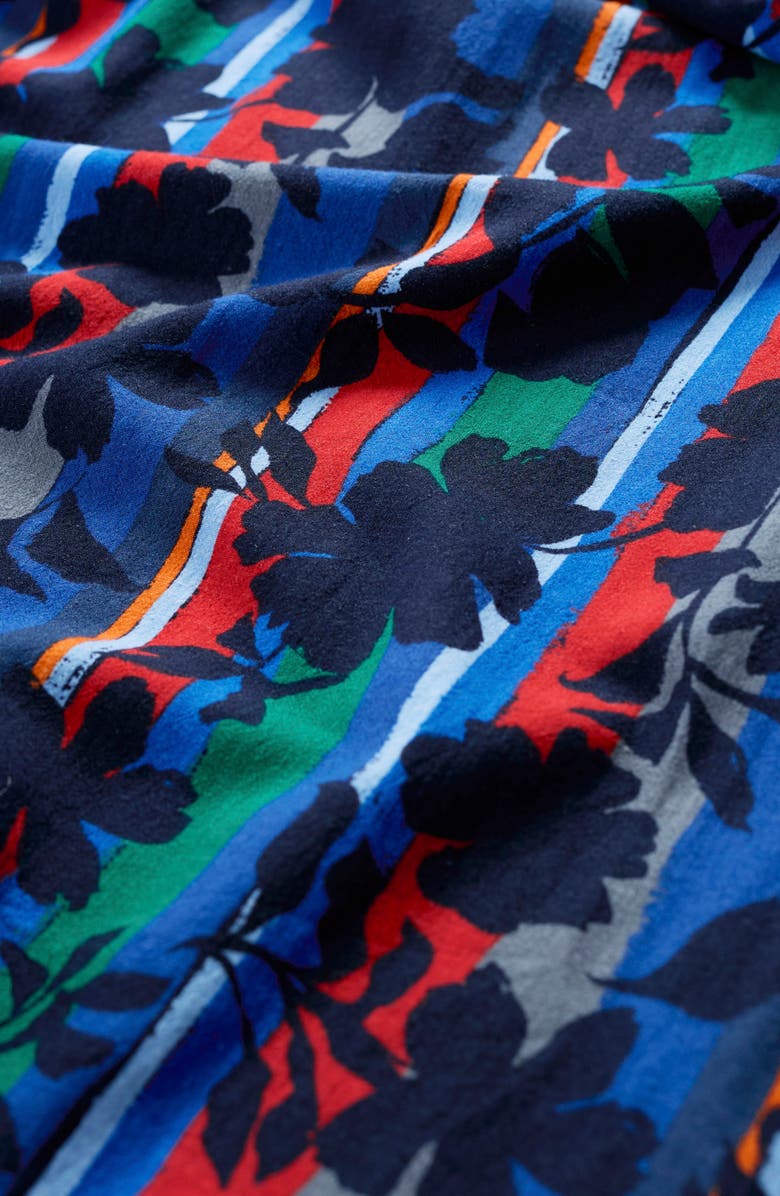 Seasalt Cornwall Sea Call Floral Stripe Linen Blend Midi Dress, Alternate, color, Camellia Stripe Ink