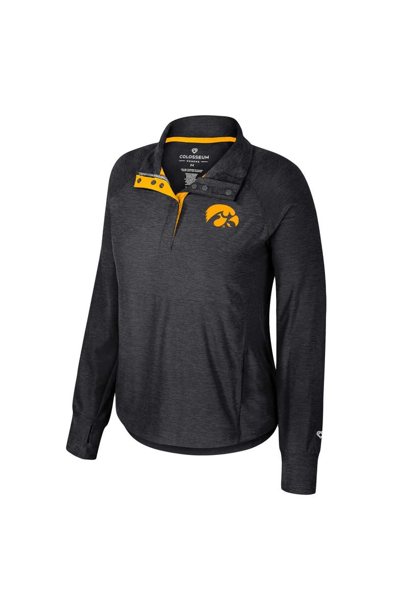COLOSSEUM Women's Colosseum Black Iowa Hawkeyes Cressida Raglan Half-Snap Top, Alternate, color, 