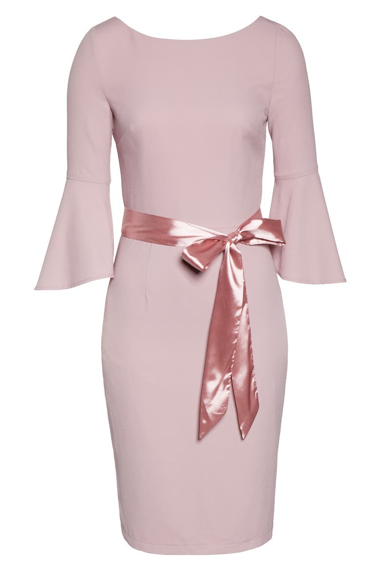 Yohana Satin Sash Cocktail Dress, Alternate, color, MINK