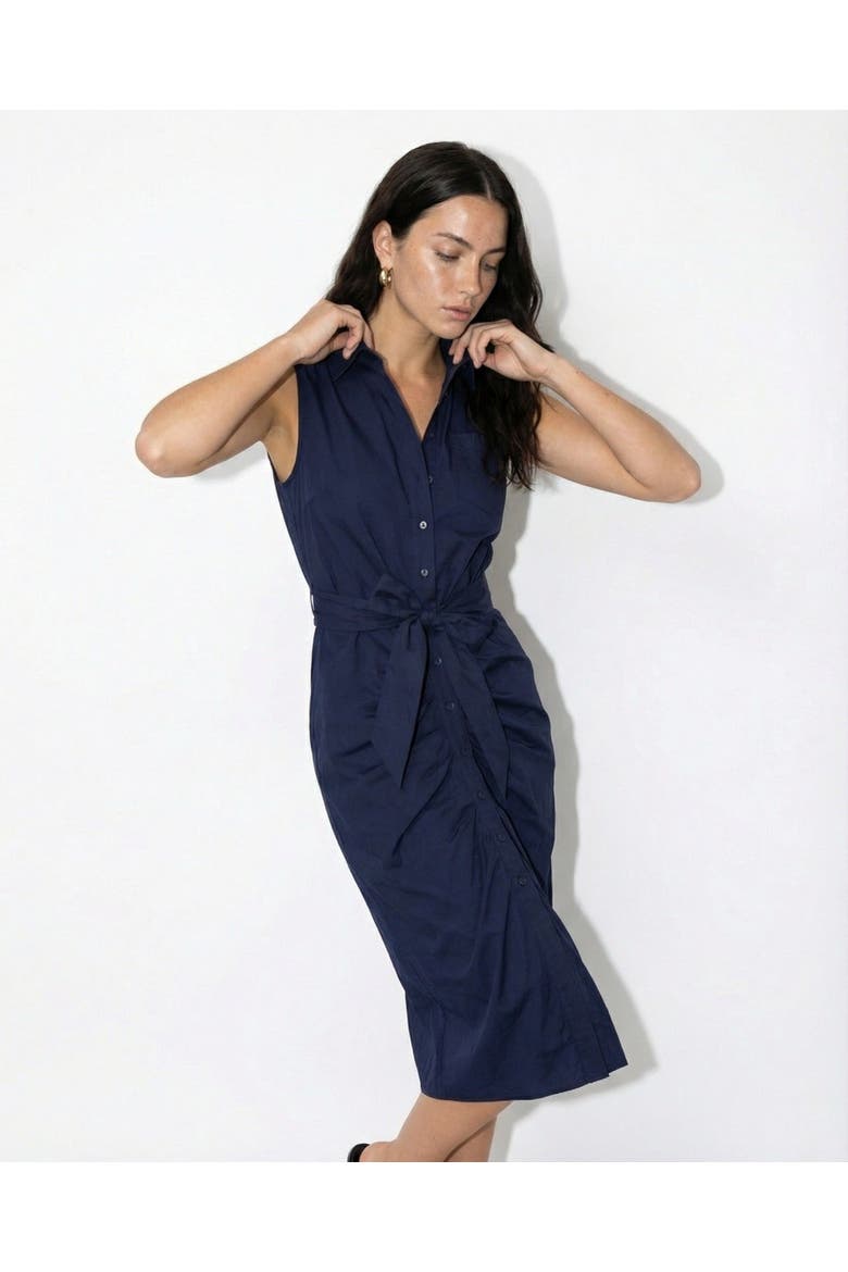 The Sleeveless Wrap Front Dress, Main, color, Navy