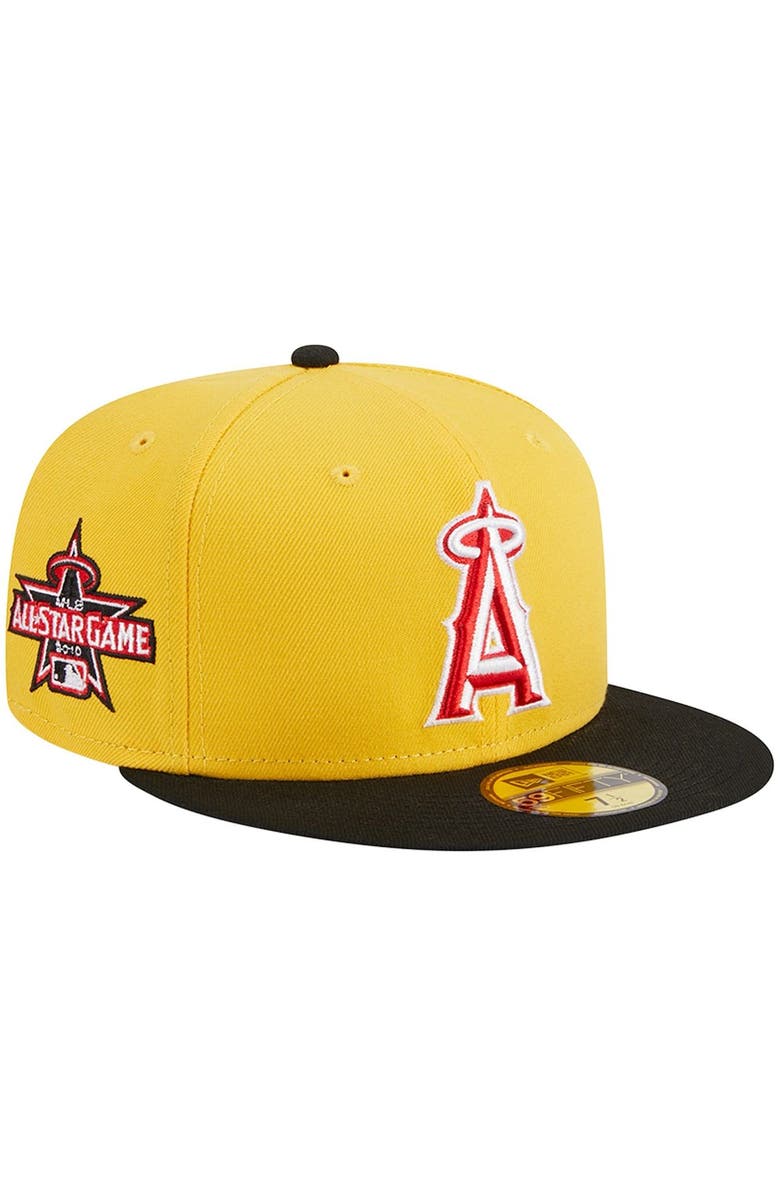 New Era Men's New Era Yellow/Black Los Angeles Angels Grilled 59FIFTY Fitted Hat, Alternate, color, 
