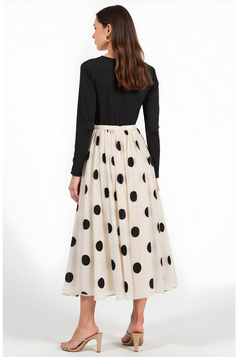 Polka Dot Pleated Midi Skirt, Alternate, color, Polka dot print