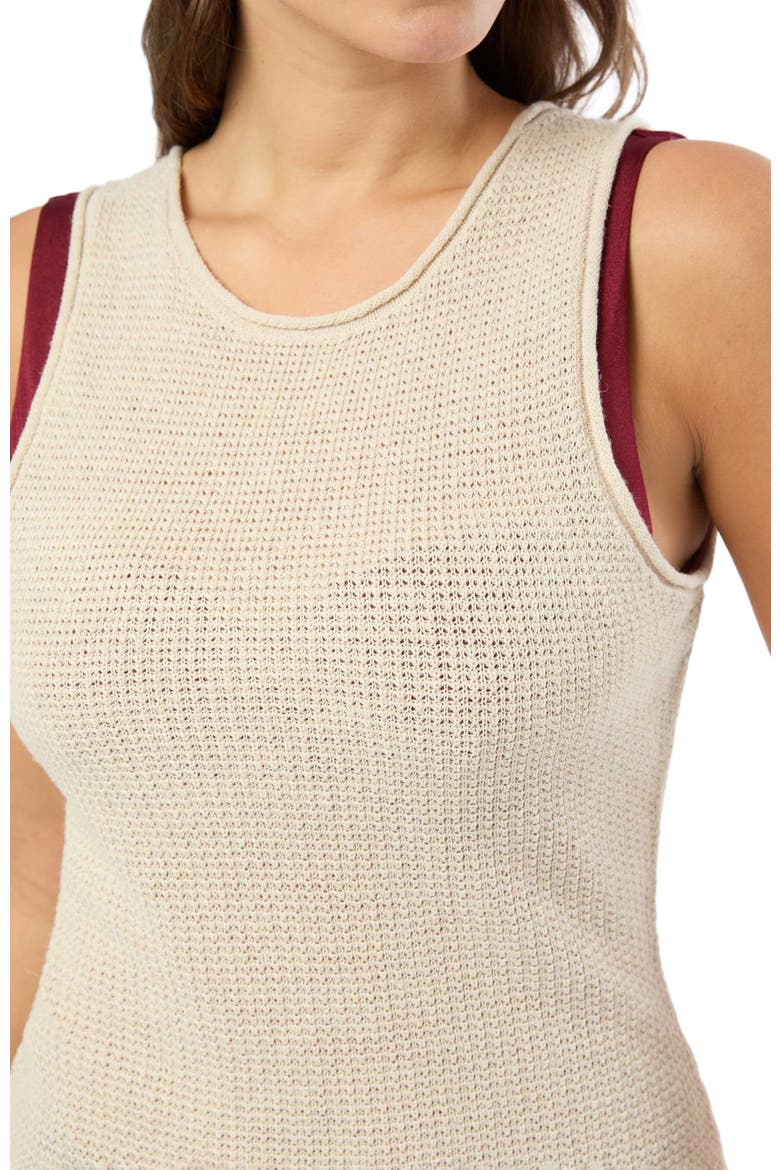 Linen Knit Scoop Back Mini Dress, Alternate, color, BIRCH