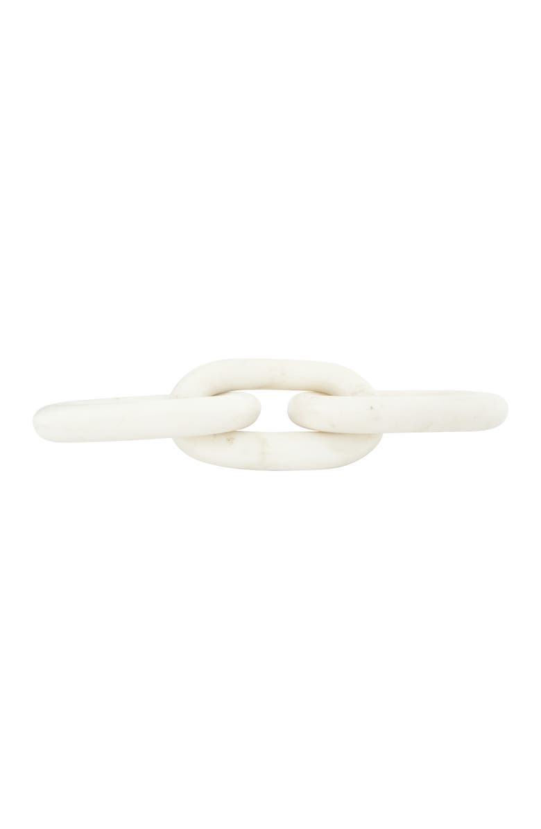 Storied Home 13"L Decorative Marble Chain Link Figurine, Alternate, color, White