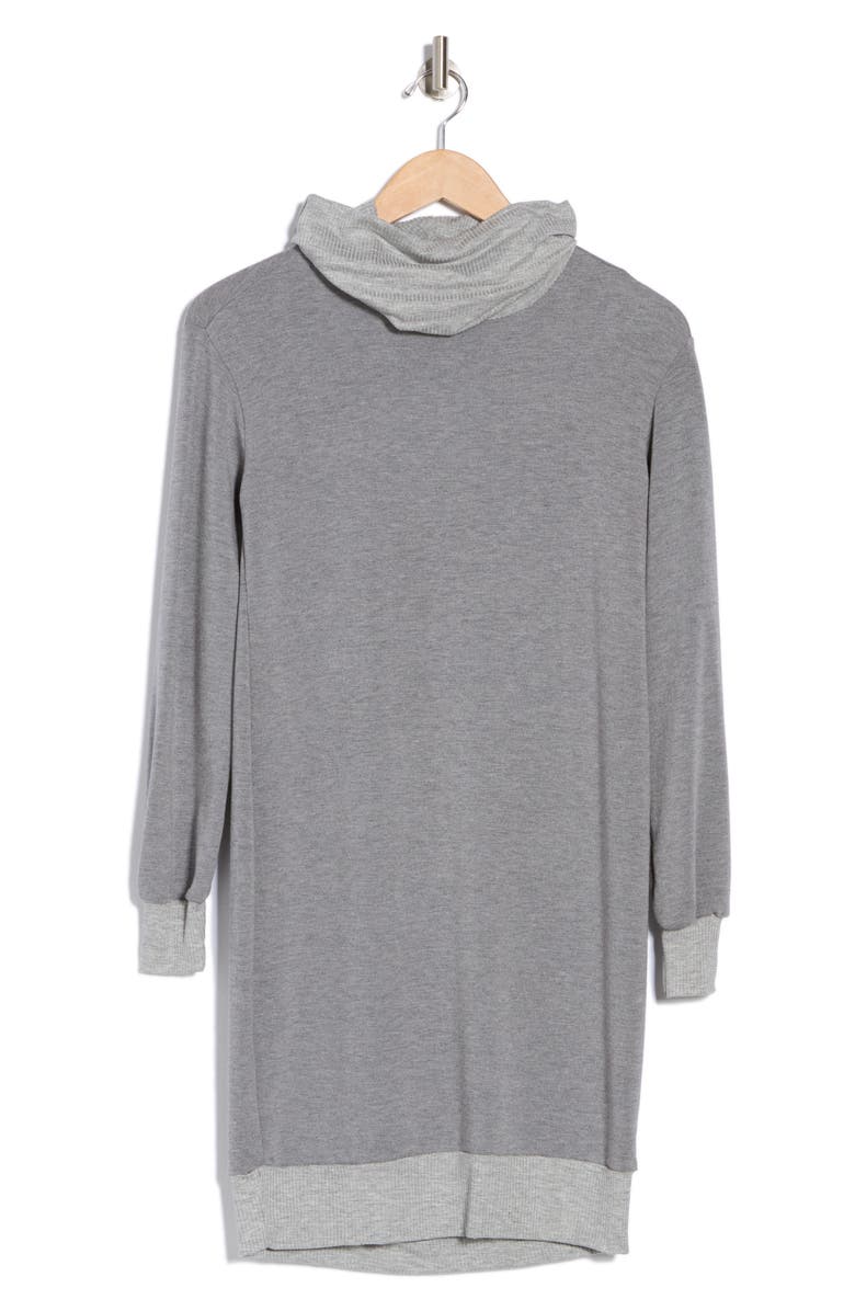 GO COUTURE Turtleneck Sweater Minidress, Alternate, color, Heather Grey - Contrast Rib