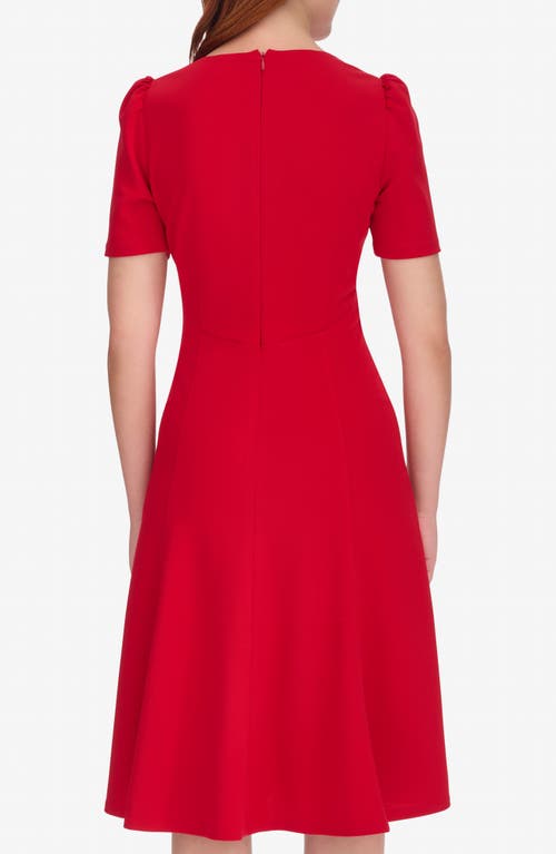 Tommy Hilfiger Crossover Scuba Fit And Flare Midi Dress In Red