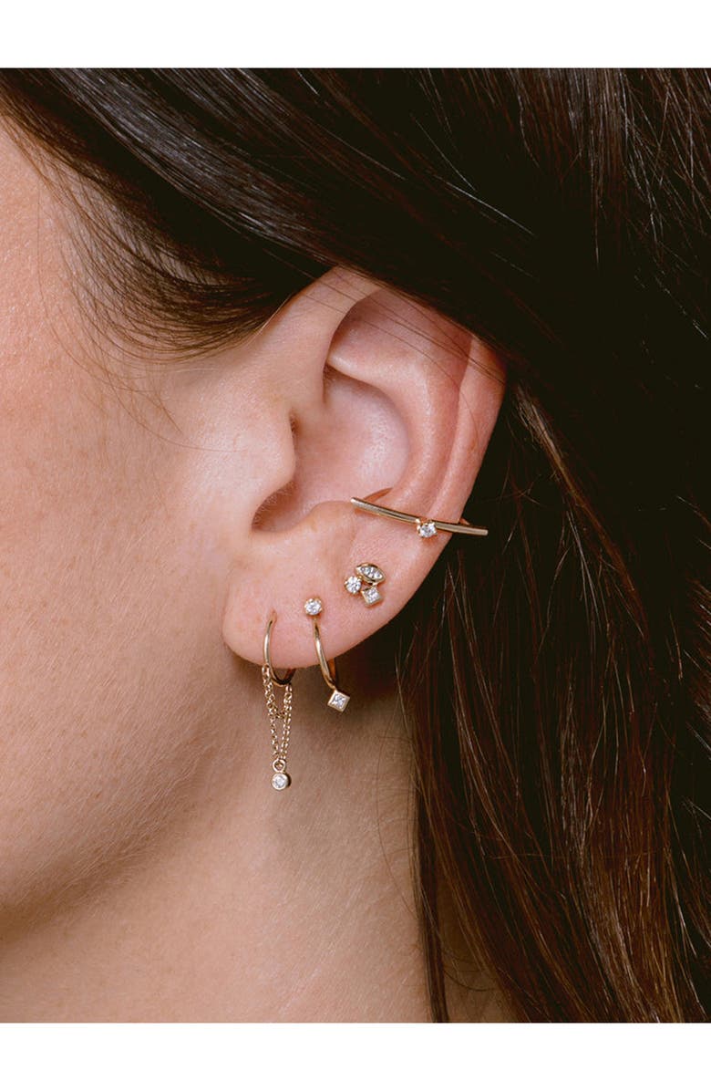 Zoë Chicco Double Chain Drop Huggie Hoop Earrings, Alternate, color, 