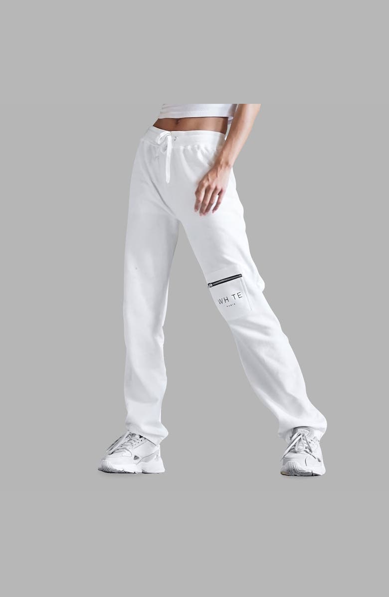 Blvck Whte Zip Pocket Sweatpants, Alternate, color, White